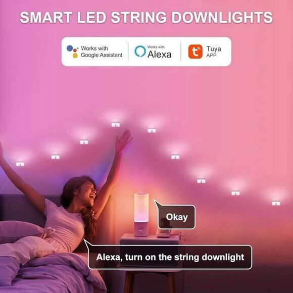 LemonRole String Downlights, Smart RGB+IC+WW LED String Lights Alexa, - Picture 4 of 10